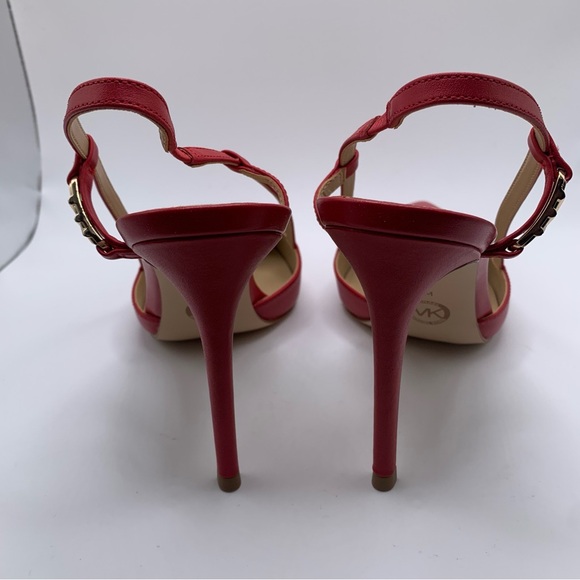 NWB Michael Kors Women's Veronica Sling Pumps size 8M Red leather slingback 2357 - Picture 10 of 13